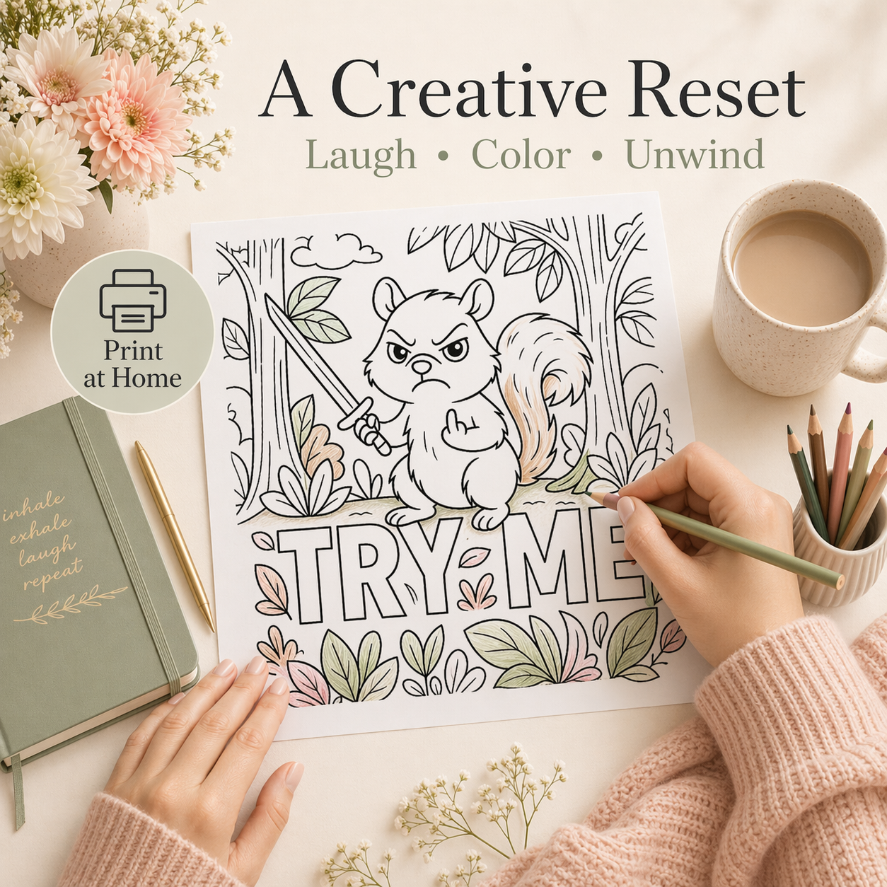 Adulting Is Hard: Color It Out – Funny Adult Coloring Book for Stress Relief & Self-Care (Printable Digital Download)