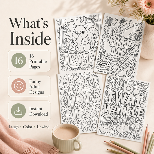 Adulting Is Hard: Color It Out – Funny Adult Coloring Book for Stress Relief & Self-Care (Printable Digital Download)