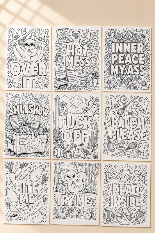 Adulting Is Hard: Color It Out – Funny Adult Coloring Book for Stress Relief & Self-Care (Printable Digital Download)