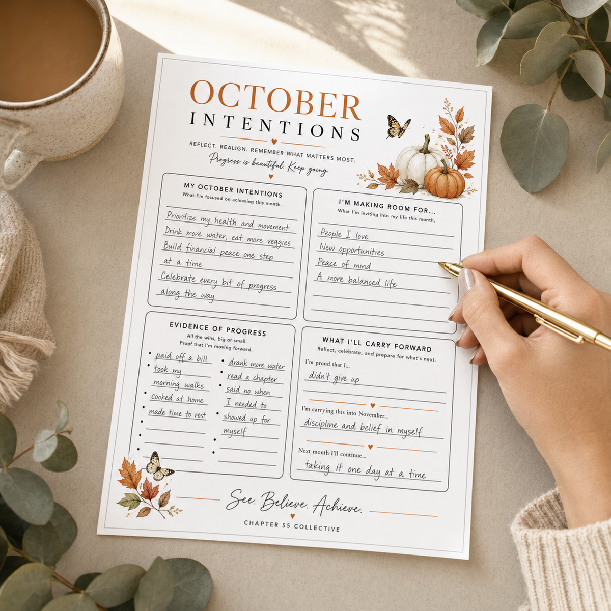 October Intentions Printable | Monthly Intention Setting Worksheet