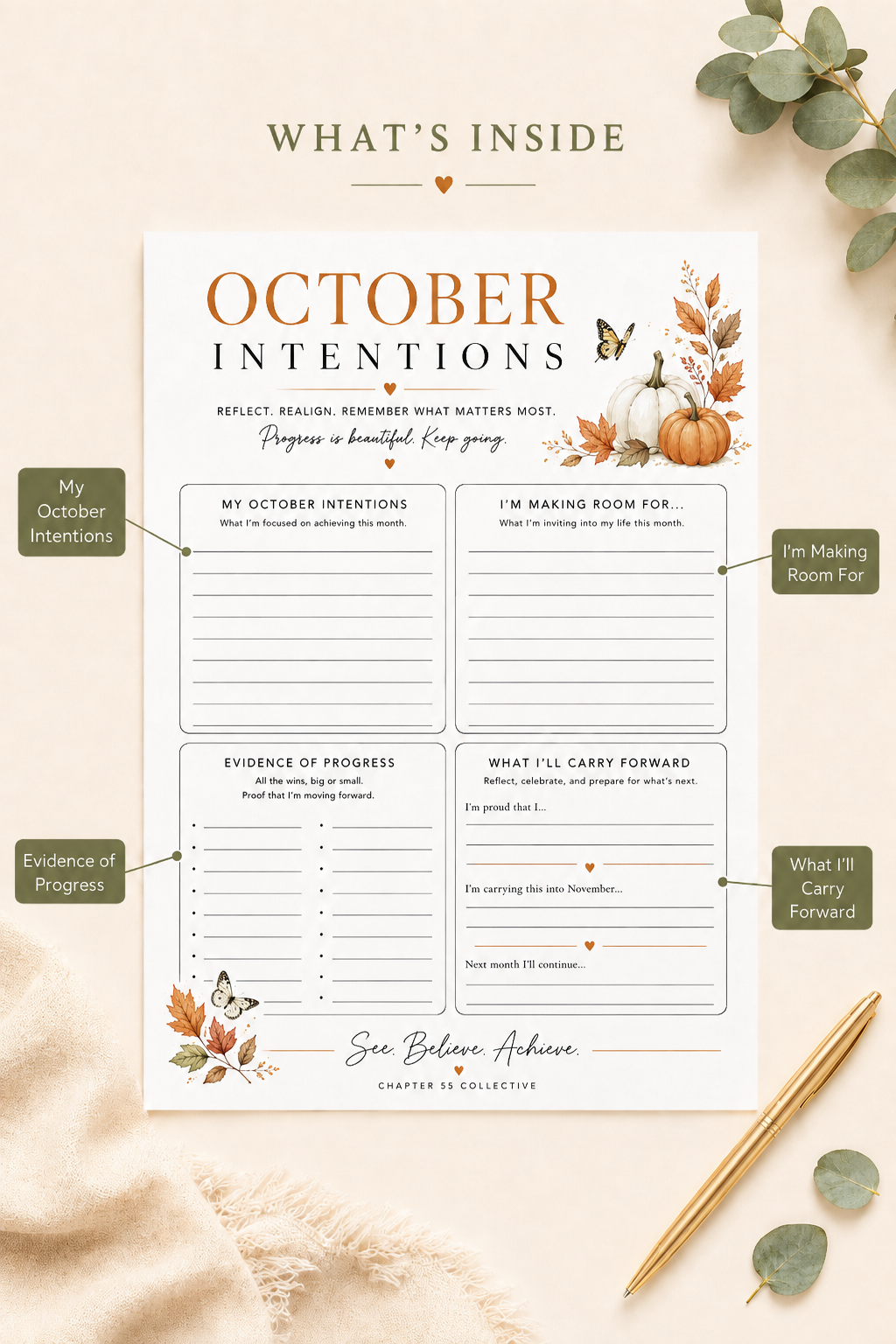 October Intentions Printable | Monthly Intention Setting Worksheet