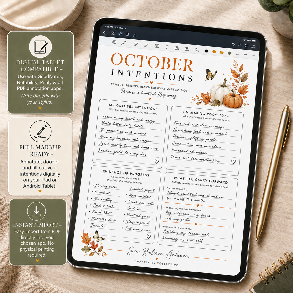 October Intentions Printable | Monthly Intention Setting Worksheet