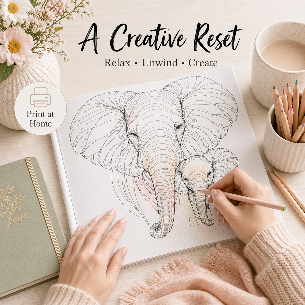 Color Outside the Lines: Spirit Animal Coloring Book for Mindfulness & Self-Expression (Printable Digital Download)