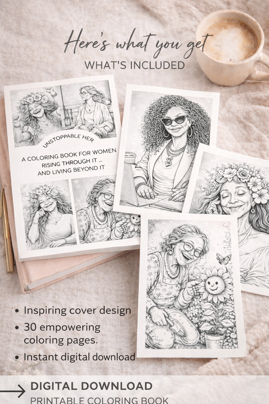 Unstoppable Her: A Printable Coloring Book for Women Rising Through Hard Seasons