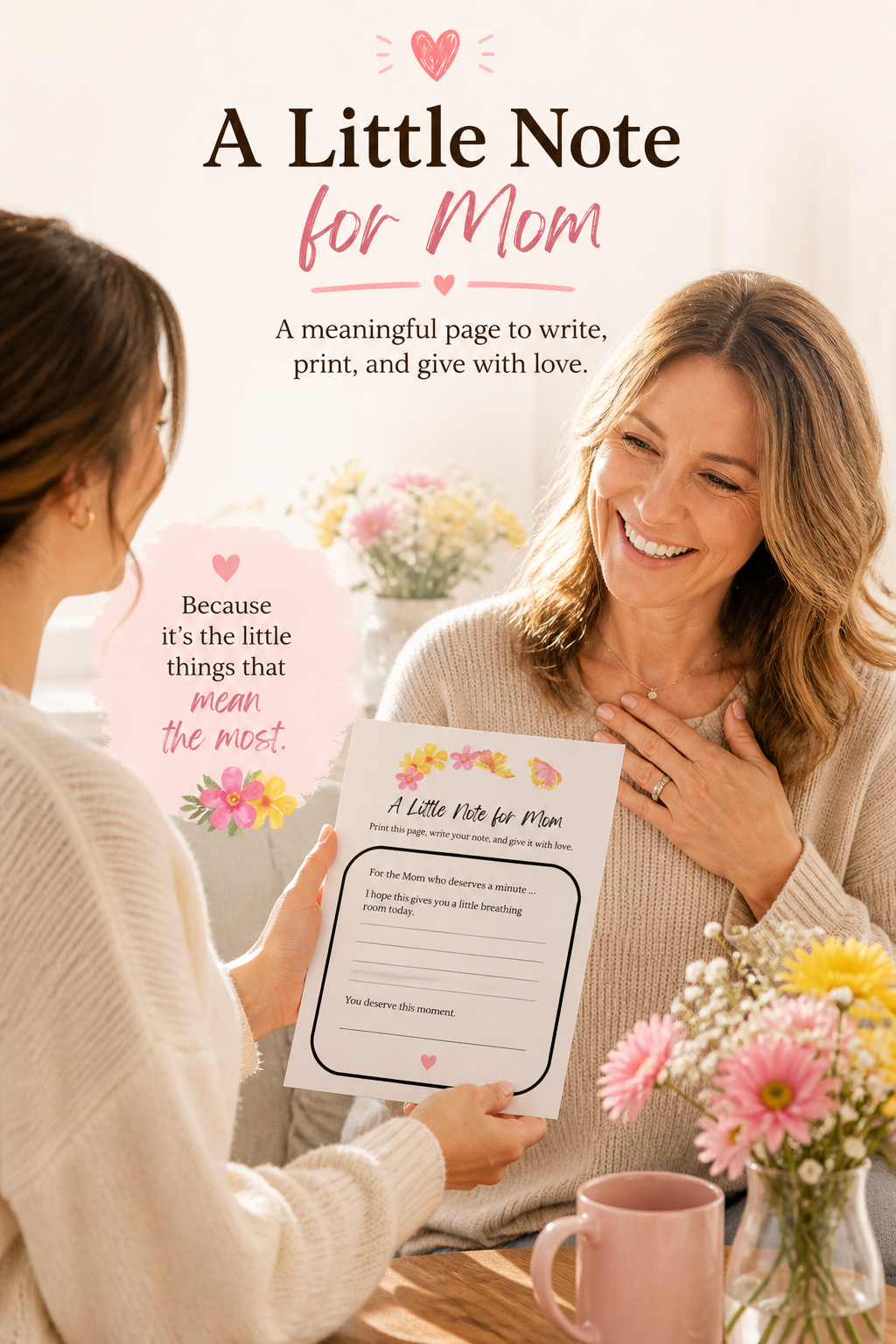Printable gift card included with the Mom's Minute mini reset